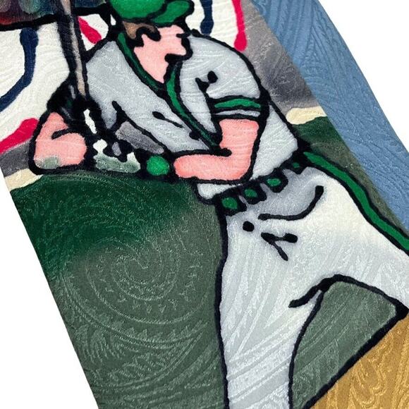 Robert Daskal Hand Painted Baseball Player 100% Silk Mens Necktie Tie Paisley - Picture 3 of 16